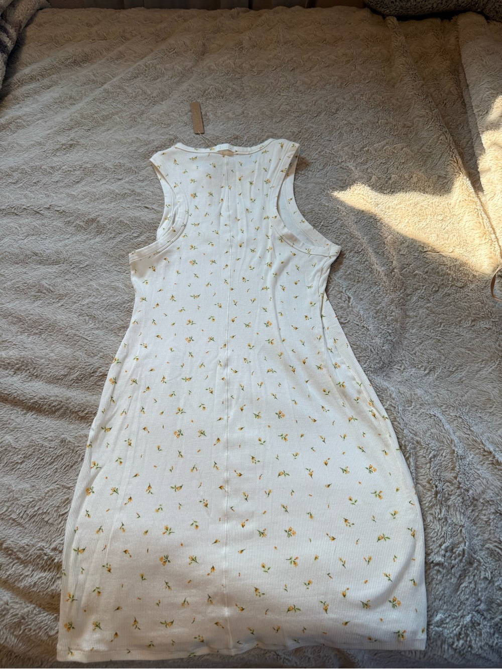 SKIMS Cream Ribbed Tank Dress with Yellow Floral Print - Picture 2 of 3